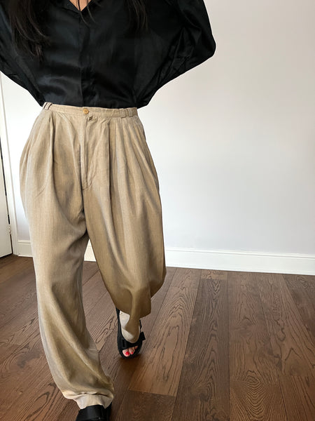 【Gianni versace】vintage navy trousers 80s Gianni Versace Vintage Men's Pleated Pants - 46 Black