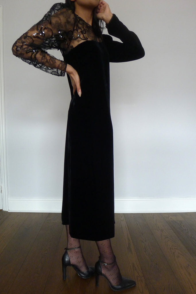 Vintage Louis Féraud Lace Velvet Dress