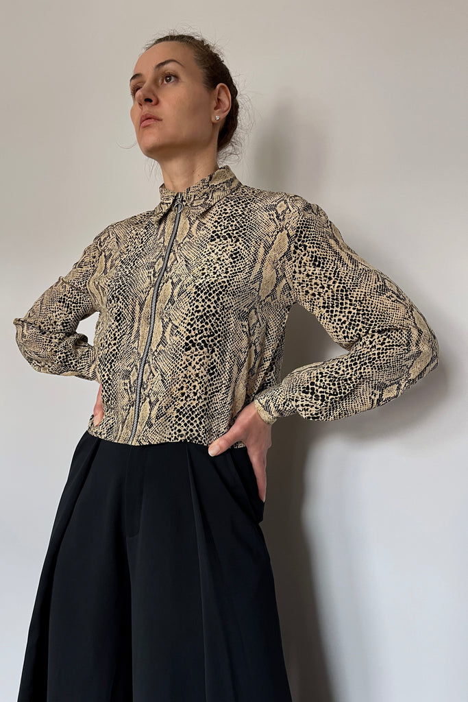 Vintage Silk Printed Zip Top