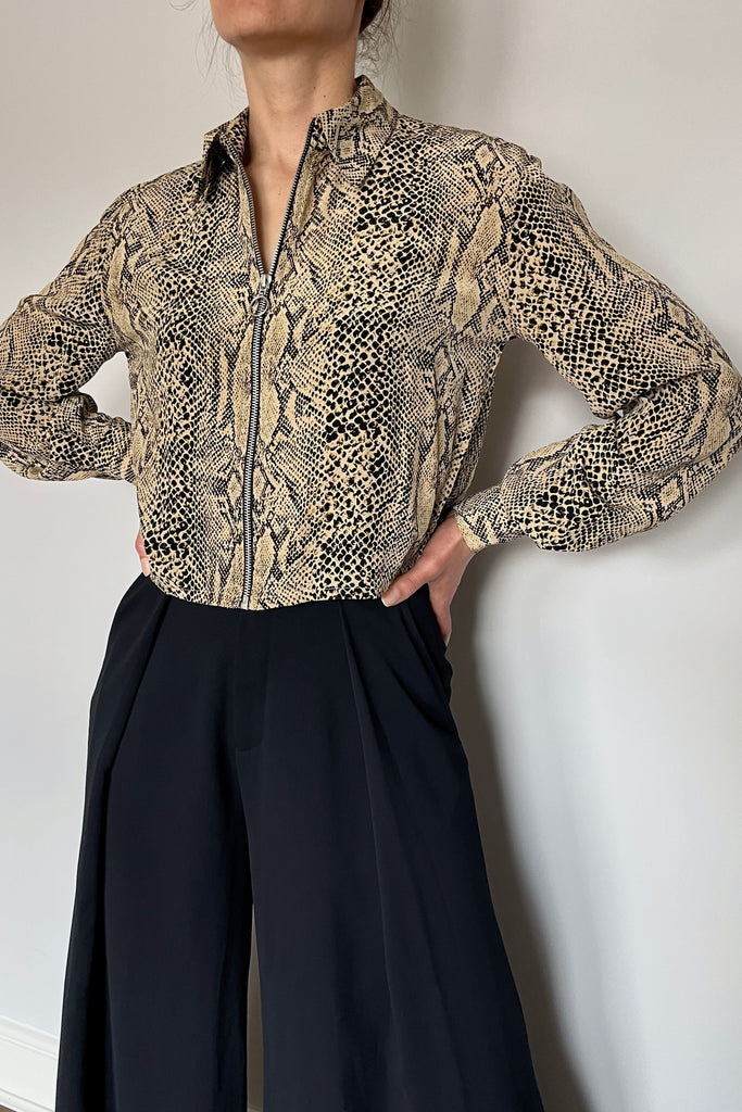 Vintage Silk Printed Zip Top