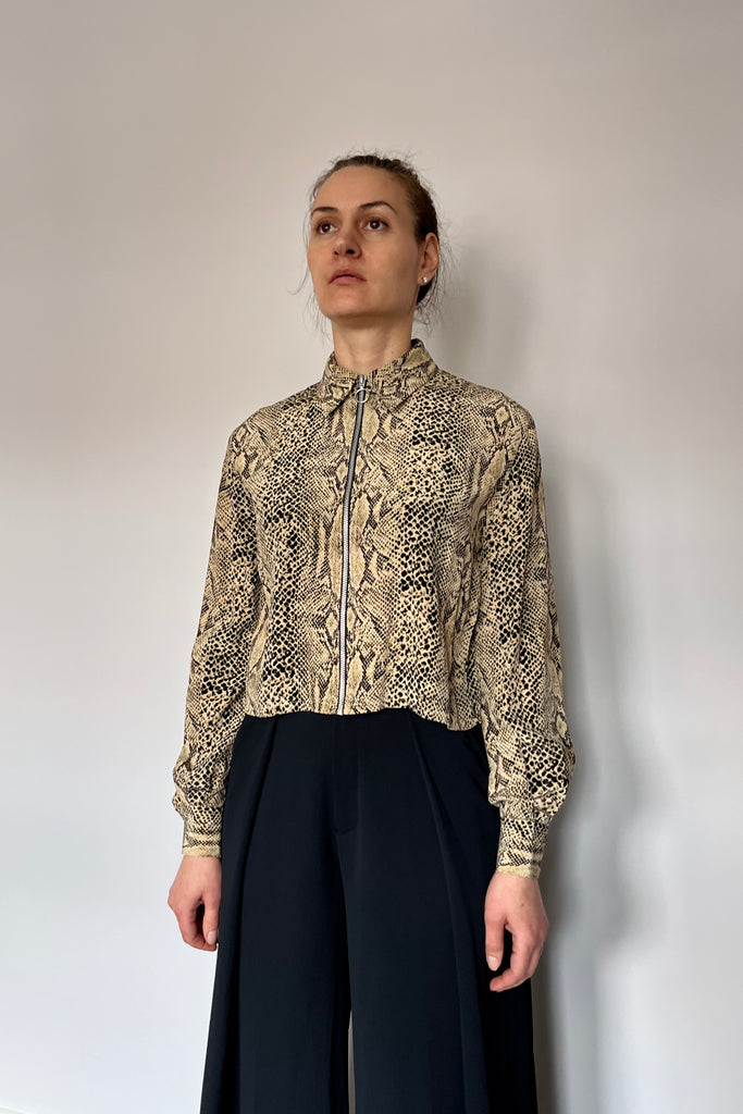 Vintage Silk Printed Zip Top