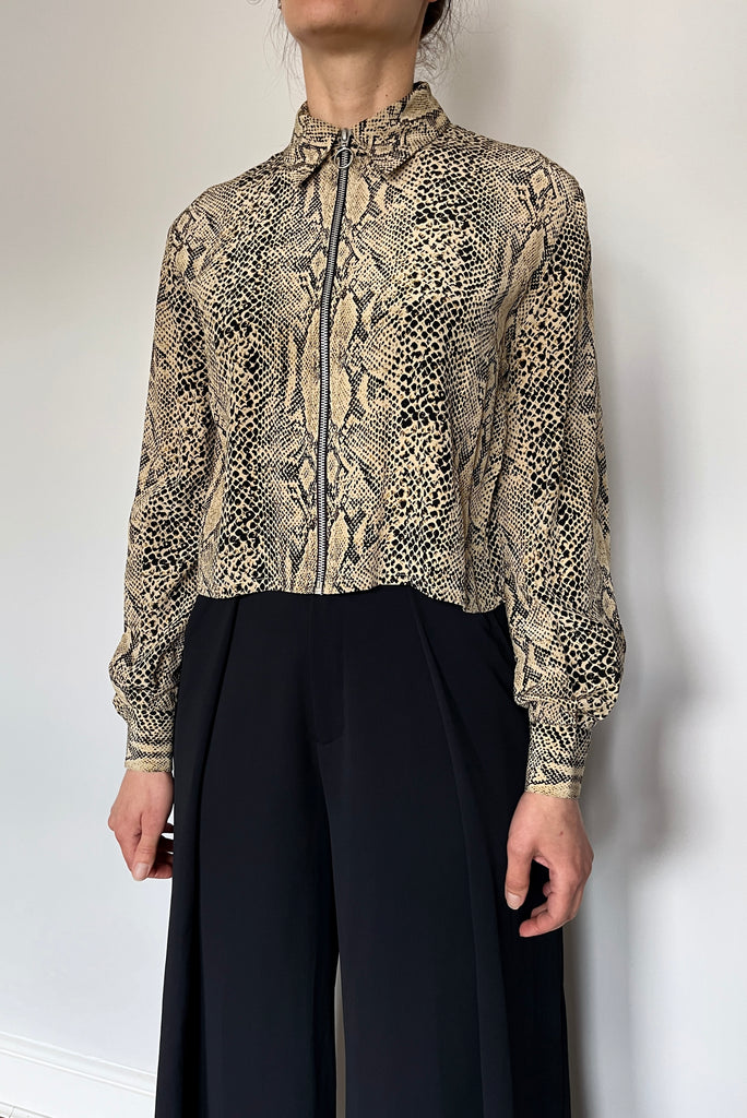 Vintage Silk Printed Zip Top