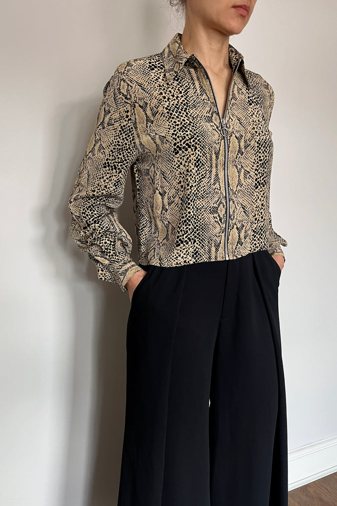 Vintage Silk Printed Zip Top