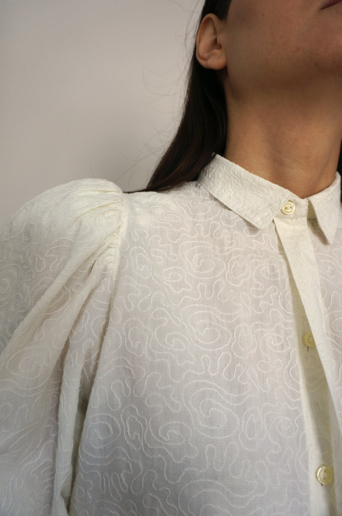 Statement Sleeve Embroidered Shirt