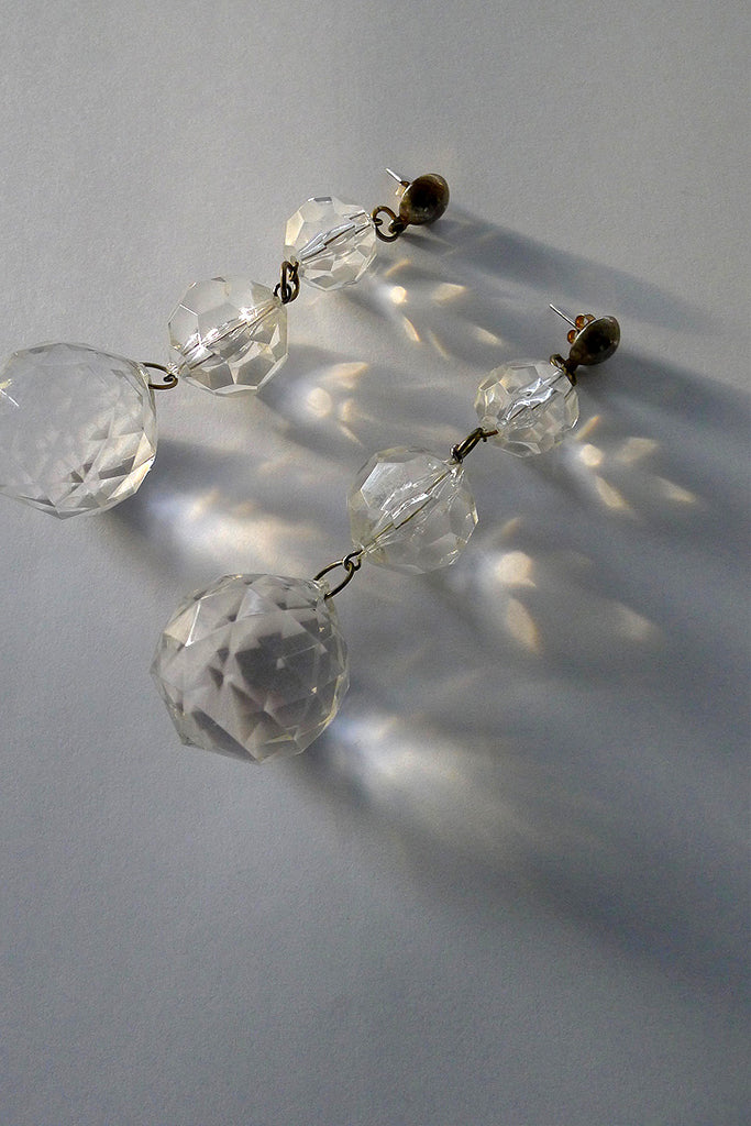 Vintage 1960s Clear Faceted Earrings