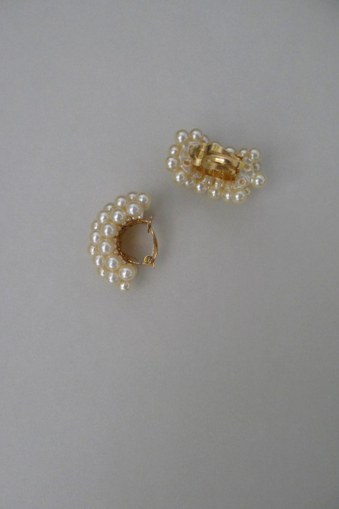 Vintage Demi Hoop Pearl Earrings