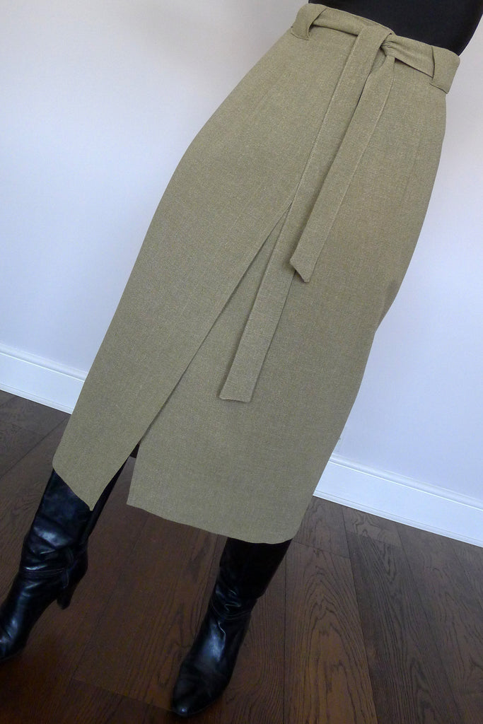 Vintage Wrap Midi Skirt