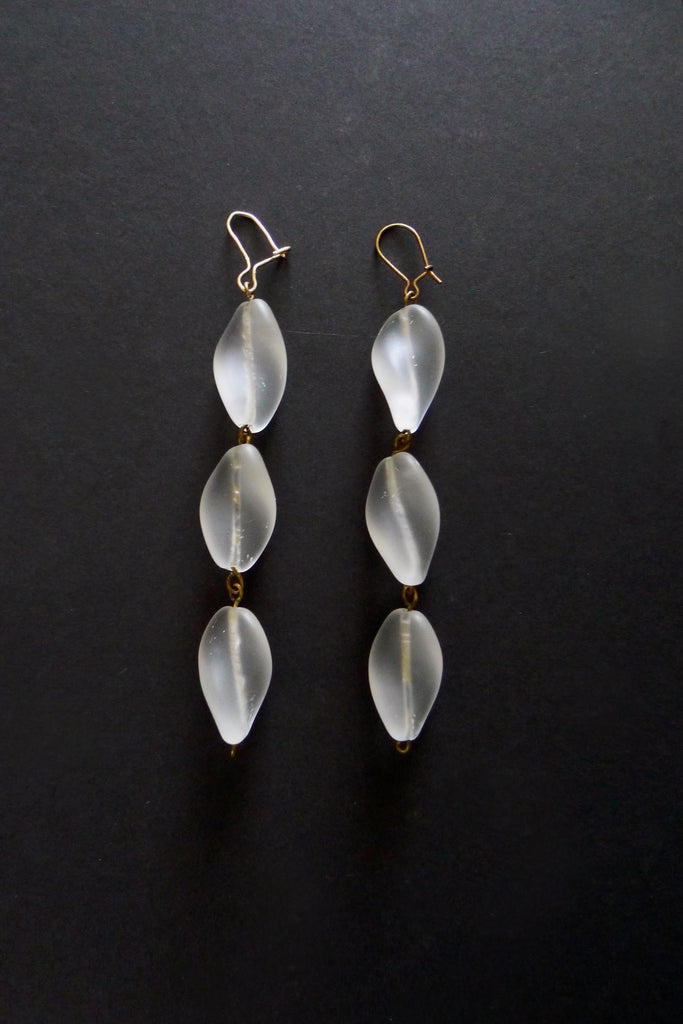 Vintage Frosted Glass Drop Earrings