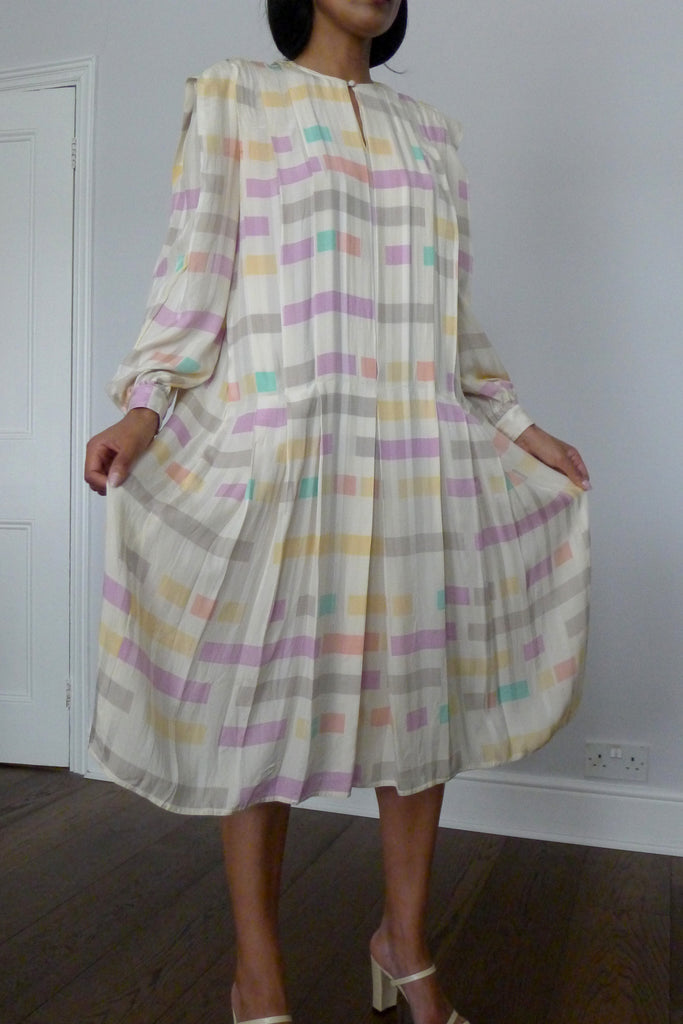 Vintage Silk Print Dress