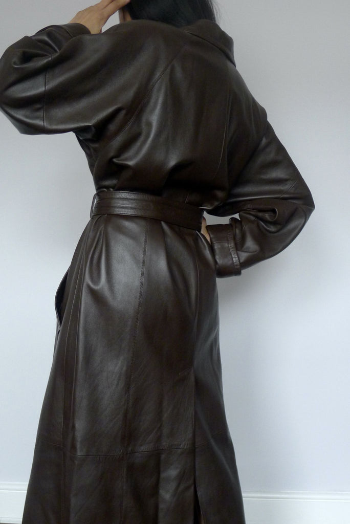 Vintage Leather Belted Coat