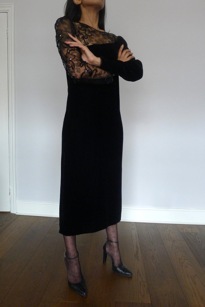 Vintage Louis Féraud Lace Velvet Dress