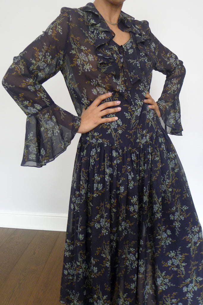 laura ashley silk dress Laura Ashley Vintage Black Silk Dress Size 6 RUNS SMALLER