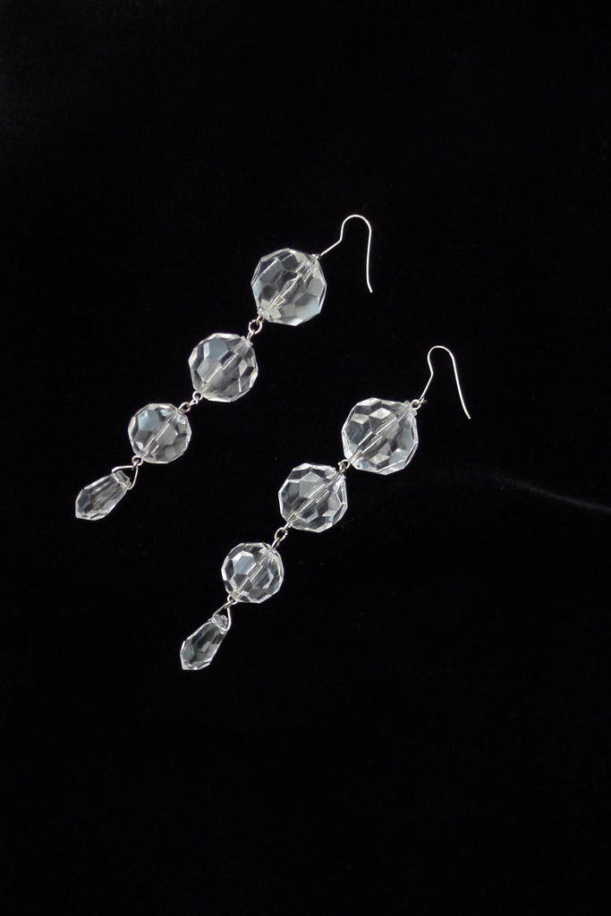 Vintage Clear Faceted Drop Earrings