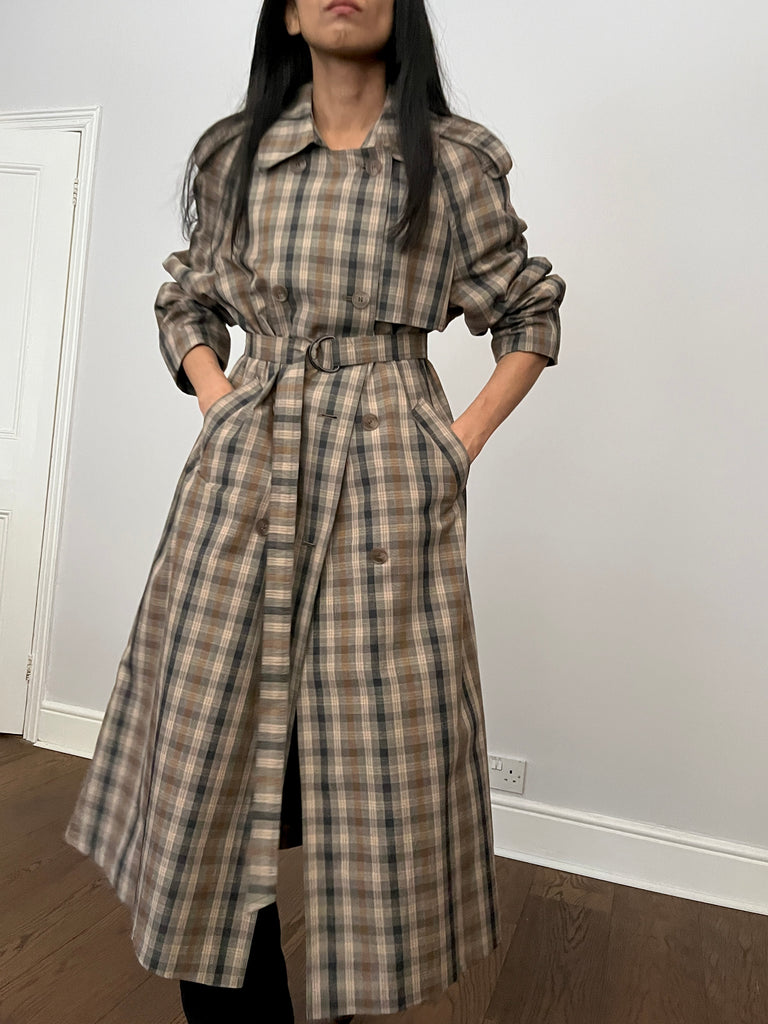 Vintage Check Trench Coat