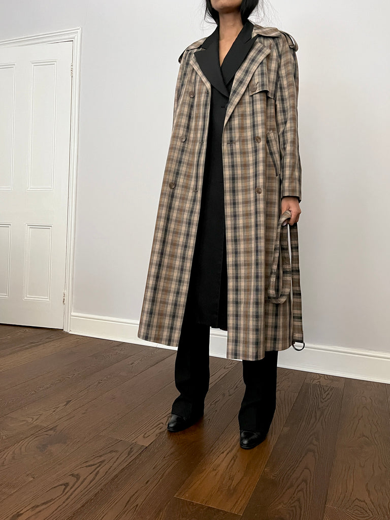 Vintage Check Trench Coat